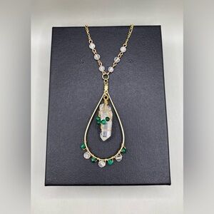 💚💎Malachite Clear Quartz Teardrop Necklace